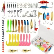 69 Piece LUYA Lure Fishing Kit, Tackle Box with Tackle, Hooks, Fishing Weights, Spinning Blades, Fishing Gear for Bass, Bluegill, Crappie